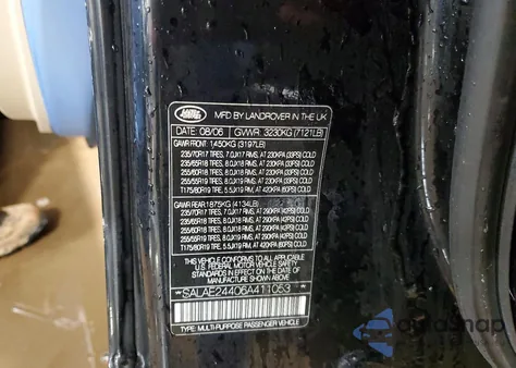 2006 Land Rover Lr3 z USA, uszkodzony, nr VIN SALAE24406A411053